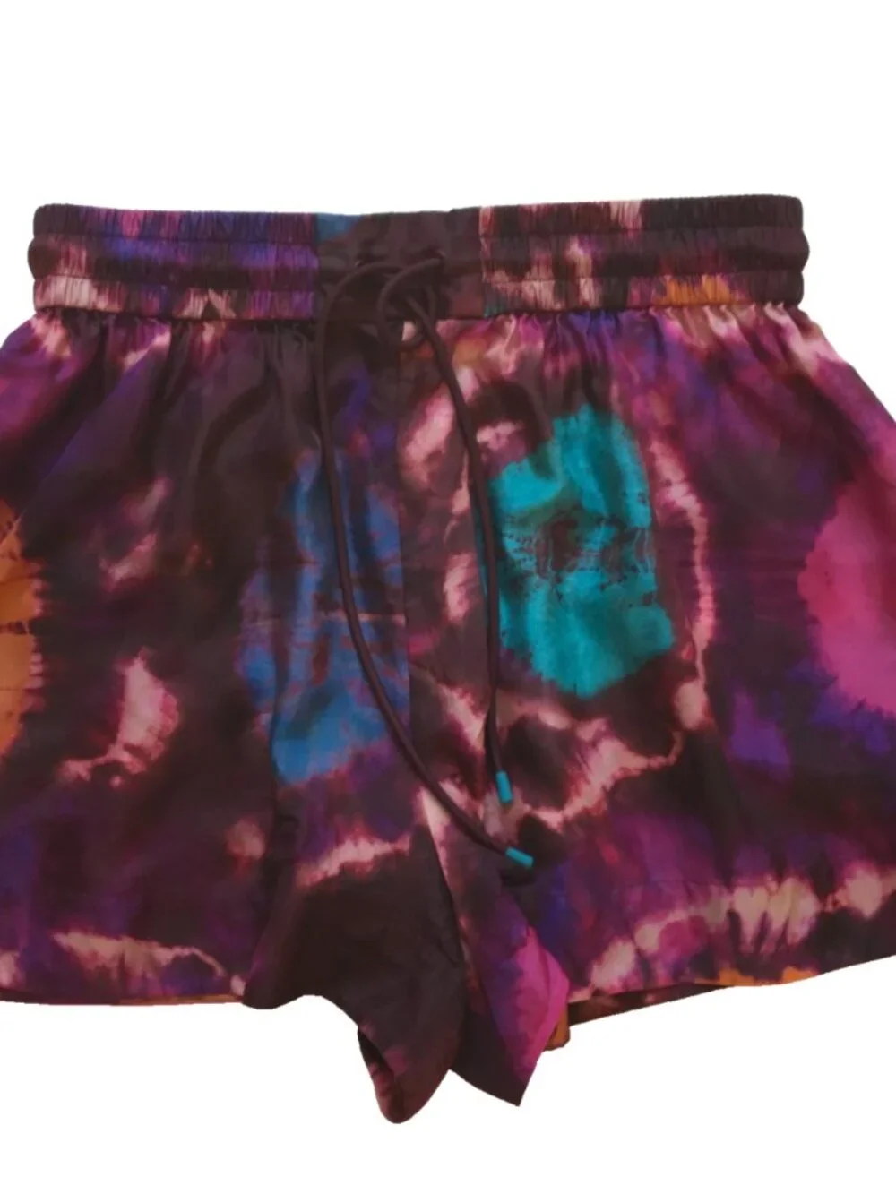 Zimmermann Acadian Tie Dye Shorts Womens 2 Medium Purple Pink High Rise Silk